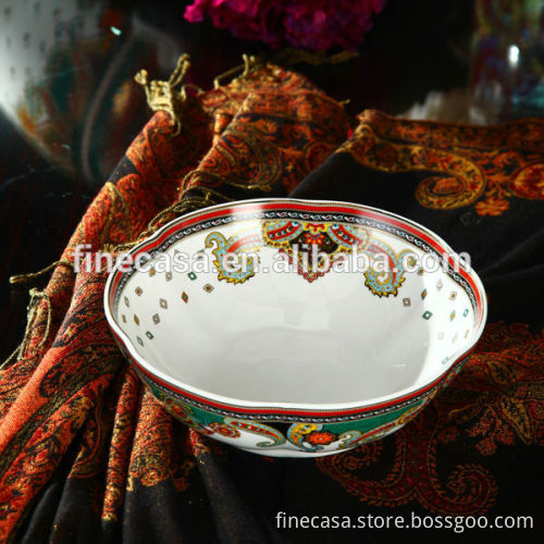 9 Inches Luxury Style New Bone China Antique Salad Bowl of Paisley